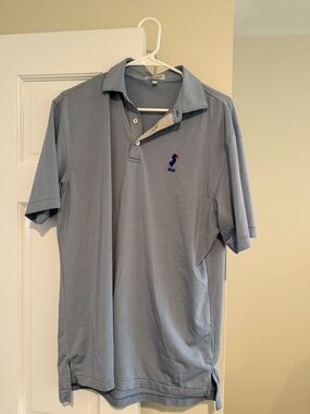 Peter Millar Light Blue Men’s Polo with Suburban golf club logo